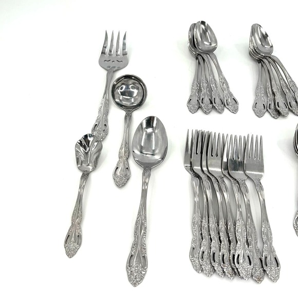 Reed & Barton select Baroque  Stainless 49 pc Flatware Set forks spoons serving - Picture 5 of 8